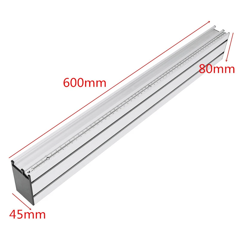 

1pc New Woodworking Tool Miter Gauge Aluminum Fence Router Fence With Scale 45x80x600mm Durable