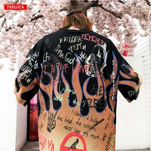 Новинка, летняя и весенняя футболка в стиле хип-хоп с изображением пламени и граффити, мужская и женская повседневная хлопковая рубашка большого размера с коротким рукавом