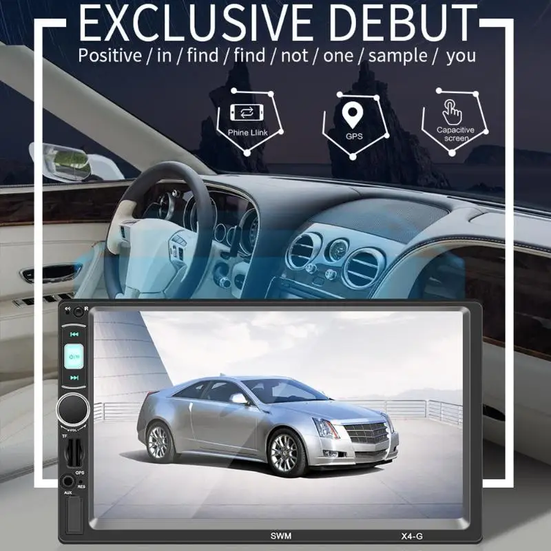 

2 Din 7 Inches SWM X4G WIN-CE Car Stereo MP5 Player Bluetooth GPS Navigation Head Unit AUX Receiver FM Radio With Map Card