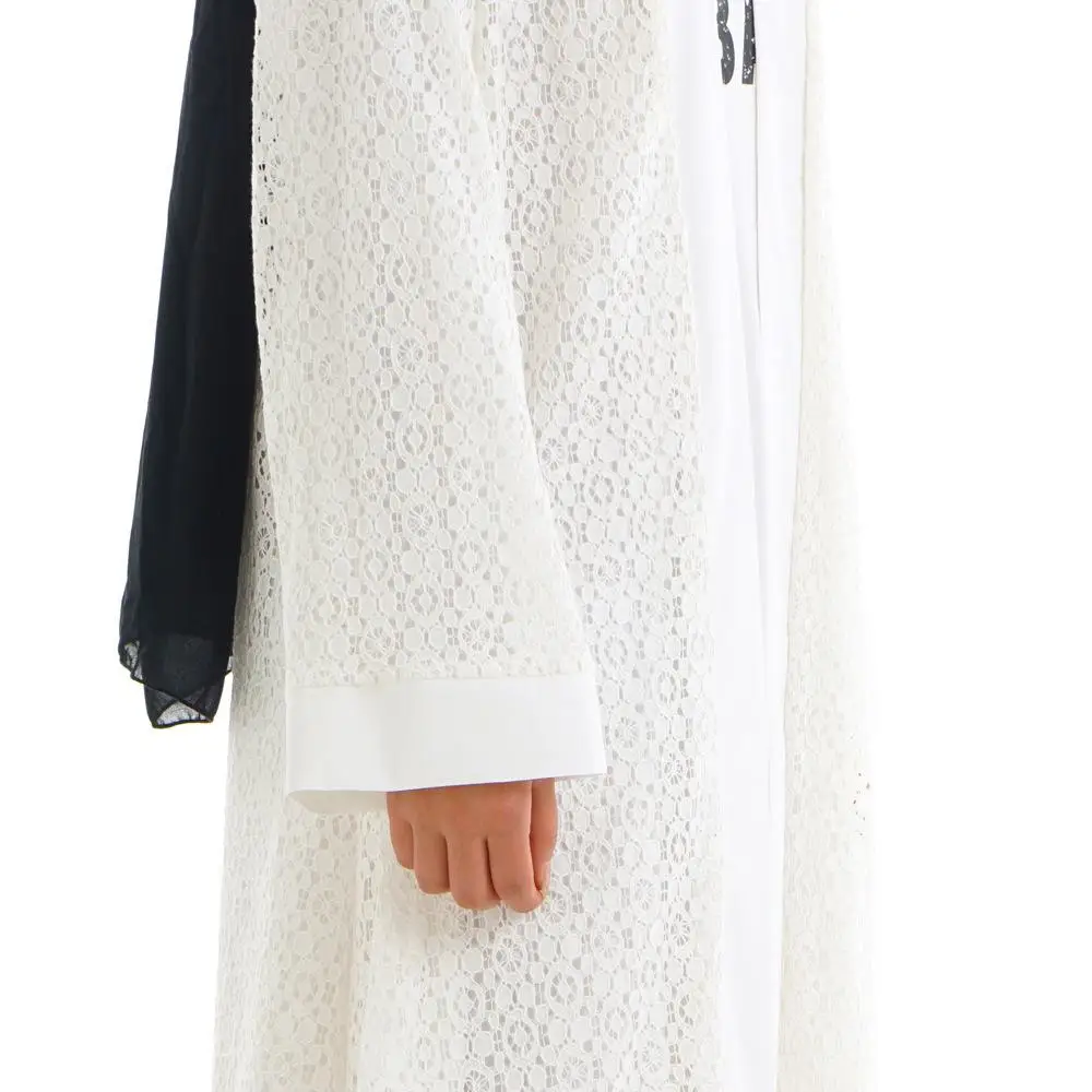 2019 Весна abaya женский кружевной Макси открытый кардиган мусульманский ислам Дубай