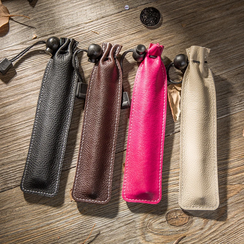 

Genuine Leather Pen Case Imported Top Layer Leather Bag Simple Pencil Case Handmade Retro Fountain Pen Jacket Signature Pen Bag