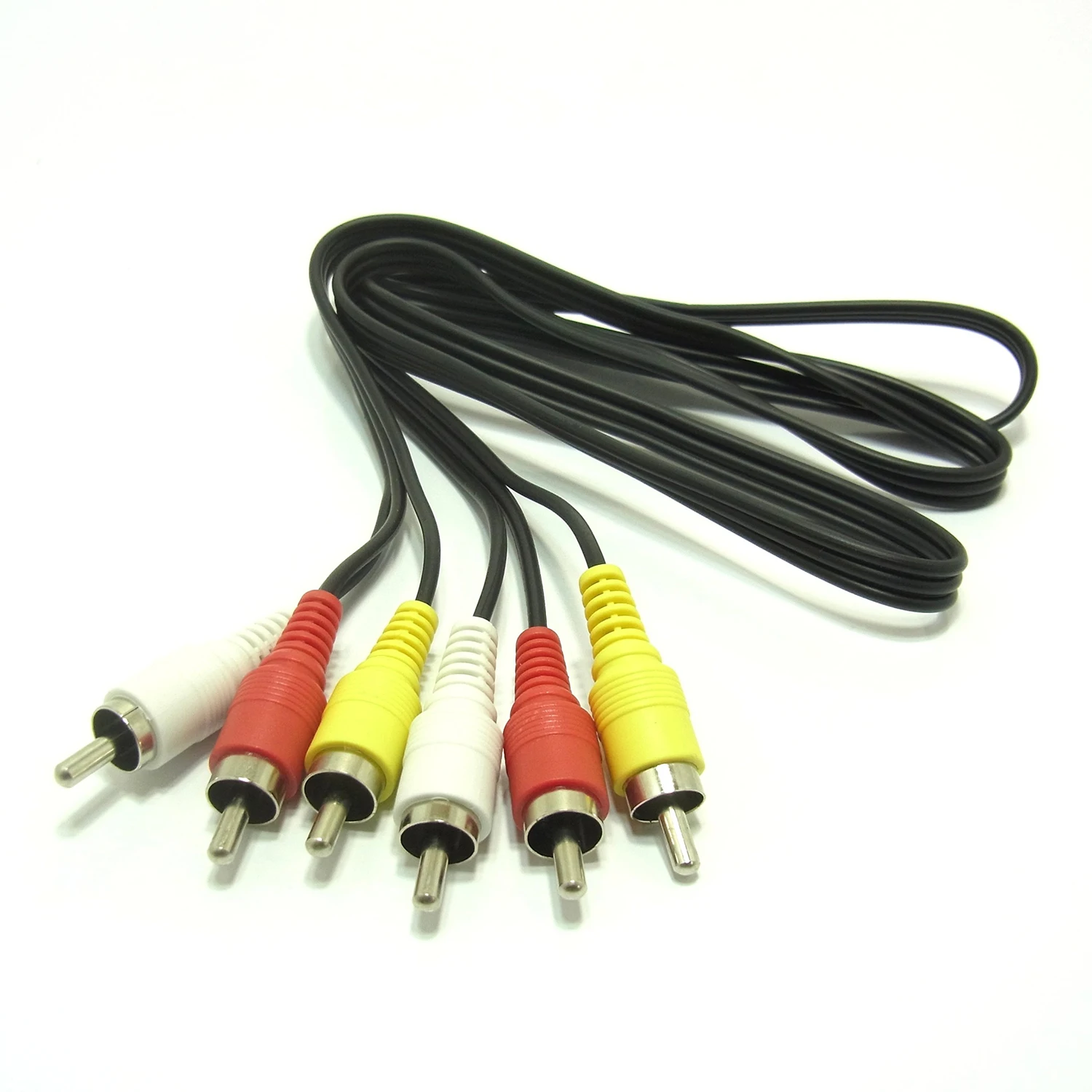 

New High Quality1.0m black 3.5MM Jack to 3 RCA Male Plug Adapter Audio Converter Video AV Cable Wire Cord black (one)