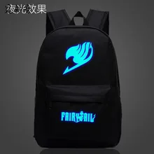 2019 Creative Fairy Tail Backpack Anime Luminous Printing School Bag For Teenagers Cartoon Travel Bags myosazee brand new design one piece backpacks luminous 4 colors school bags canvas printing for teenagers backpack male bag