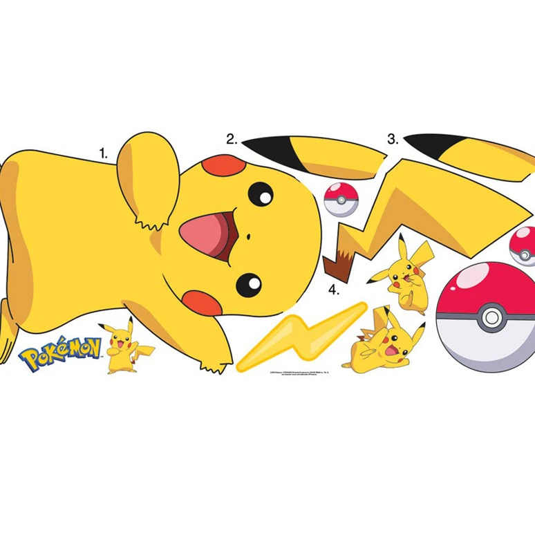 ルームメイト保育ベビールームの壁の装飾ポケモンピカチュウ巨大な壁のステッカー Wall Stickers Aliexpress