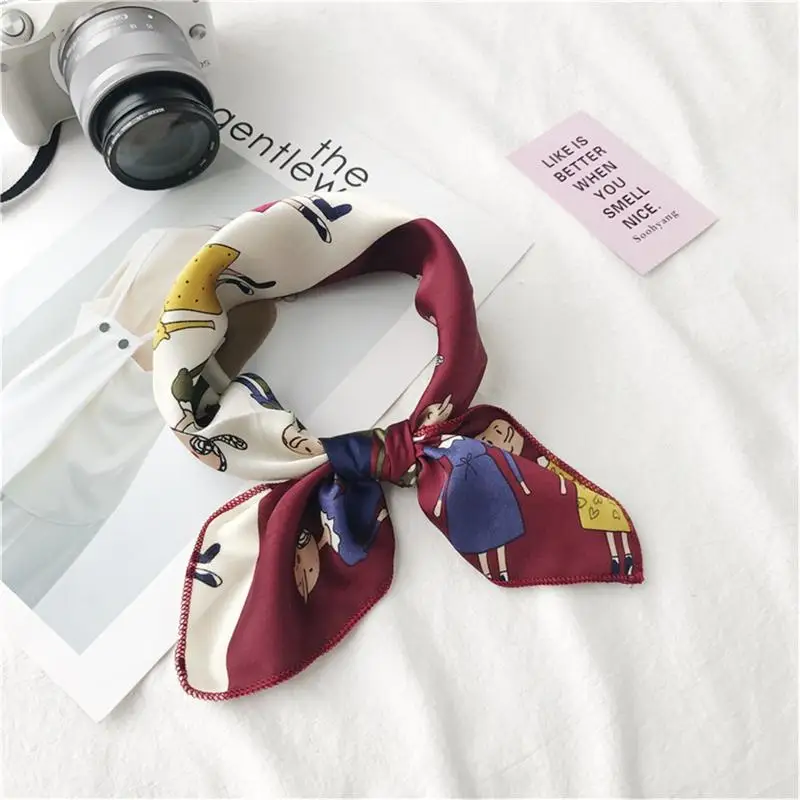 2019 Women Scarf New Elegant Small Square Silk Head Neck Feel Satin Scarf Skinny Retro Hair Tie Band Small Fashion Square Scarf