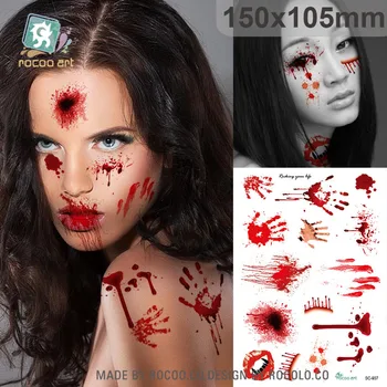 

SC-937/Funny Temporary Tattoo New Waterproof Fake Horror Wound Realistic Blood Injury Scar Halloween Tattoo Sticker.