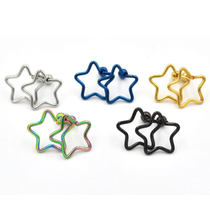 

Sale Popular New Stainless Steel Plating Color Women Earrings Five-pointed Star Earrings Fashion Gifts