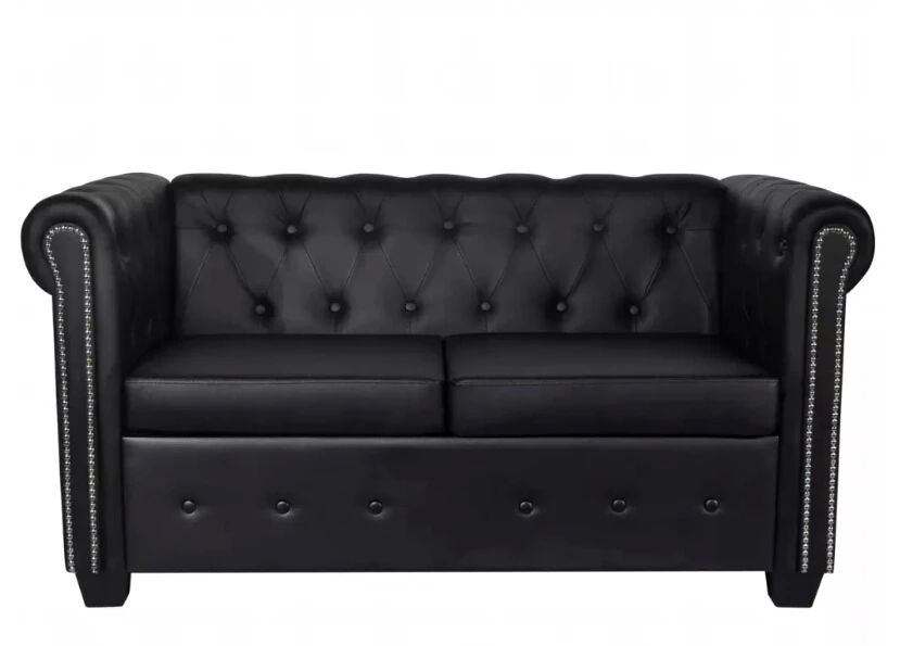 VidaXL Chesterfield Sofa 2-Seater Synthetic Leather Black High Quality Sofa Suitable For Home And Office