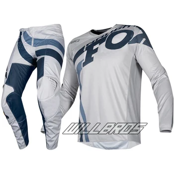 

Free shipping 2019 Naughty Fox MX 180 Cota Jersey & Pant Combo Motocross Racewear Dirt Bike Off Road Adult Grey Navy Gear Kit