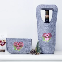 

2018 Christmas Decorations Kit red wine bag + candy basket Christmas gift Embroidery storage bag set Xmas Decorations for Home