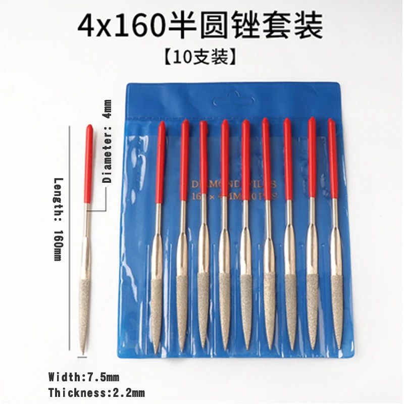Shina 10pcs 4x160mm Triangle Diamond Grit File Set Sharpening  For Wood Metal Plastic