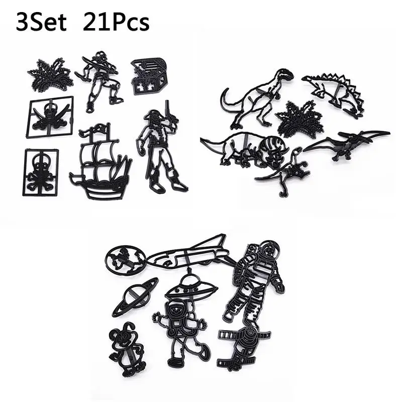 

Cute Decoration Mould Biscuit Embossing Cutter Pirate Space Flying Dinosaur Shape Cake Mold Innovative Cake Tool Accessory