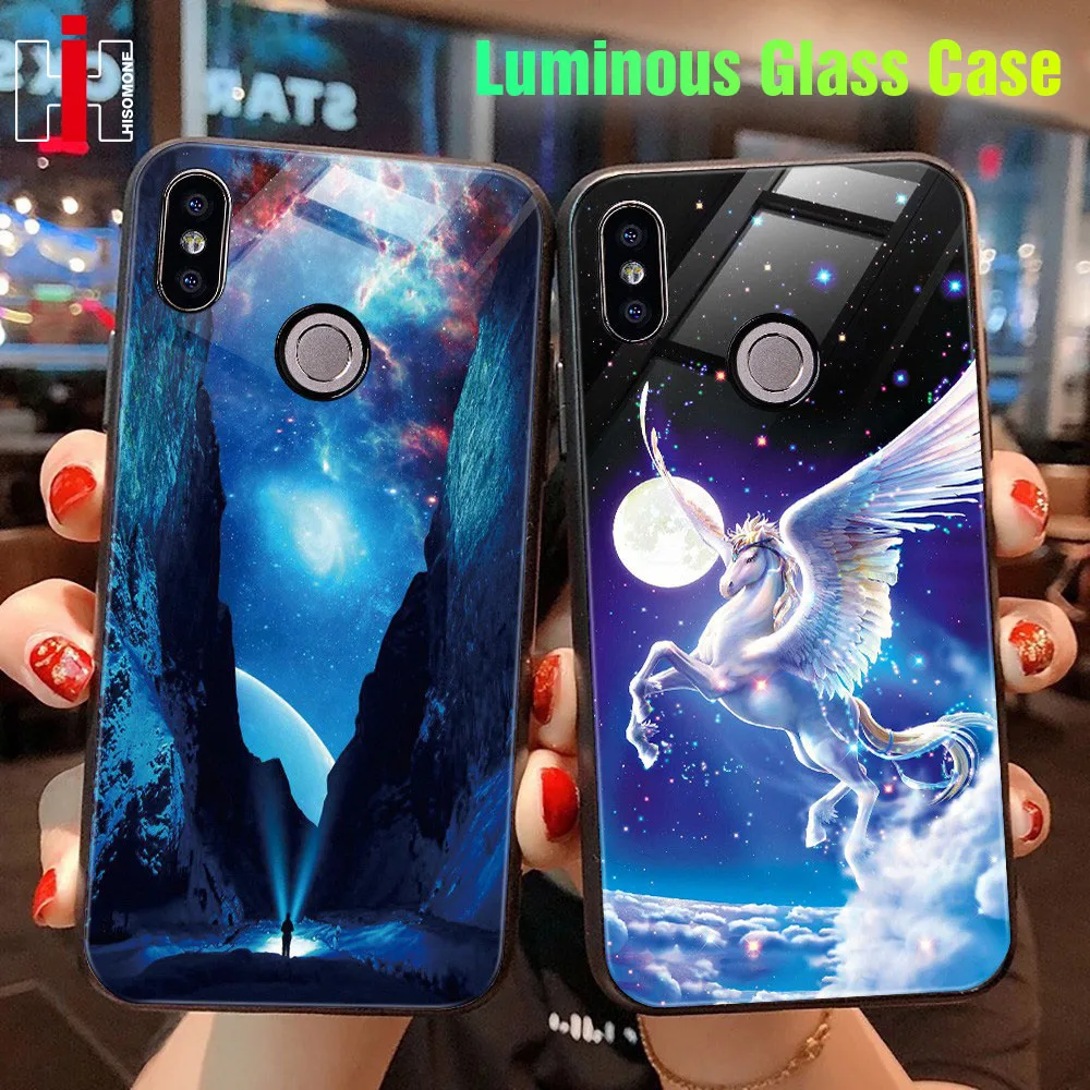 Luminous Glass Phone Case For Xiaomi Redmi Note 5 6 Pro 4X 6A Luxury Back Cover Case For Xiaomi Redmi 5 Plus Mi A1 A2 Lite Luminous Glass Phone Case For Xiaomi Redmi Note 5 6 Pro 4X 6A Luxury Back Cover Case For Xiaomi Redmi 5 Plus Mi A1 A2 Lite