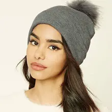 Женская меховая Шапка-бини с шариками, шапка оверсайз вязаная свободная шапка, Лыжная зимняя шапка унисекс