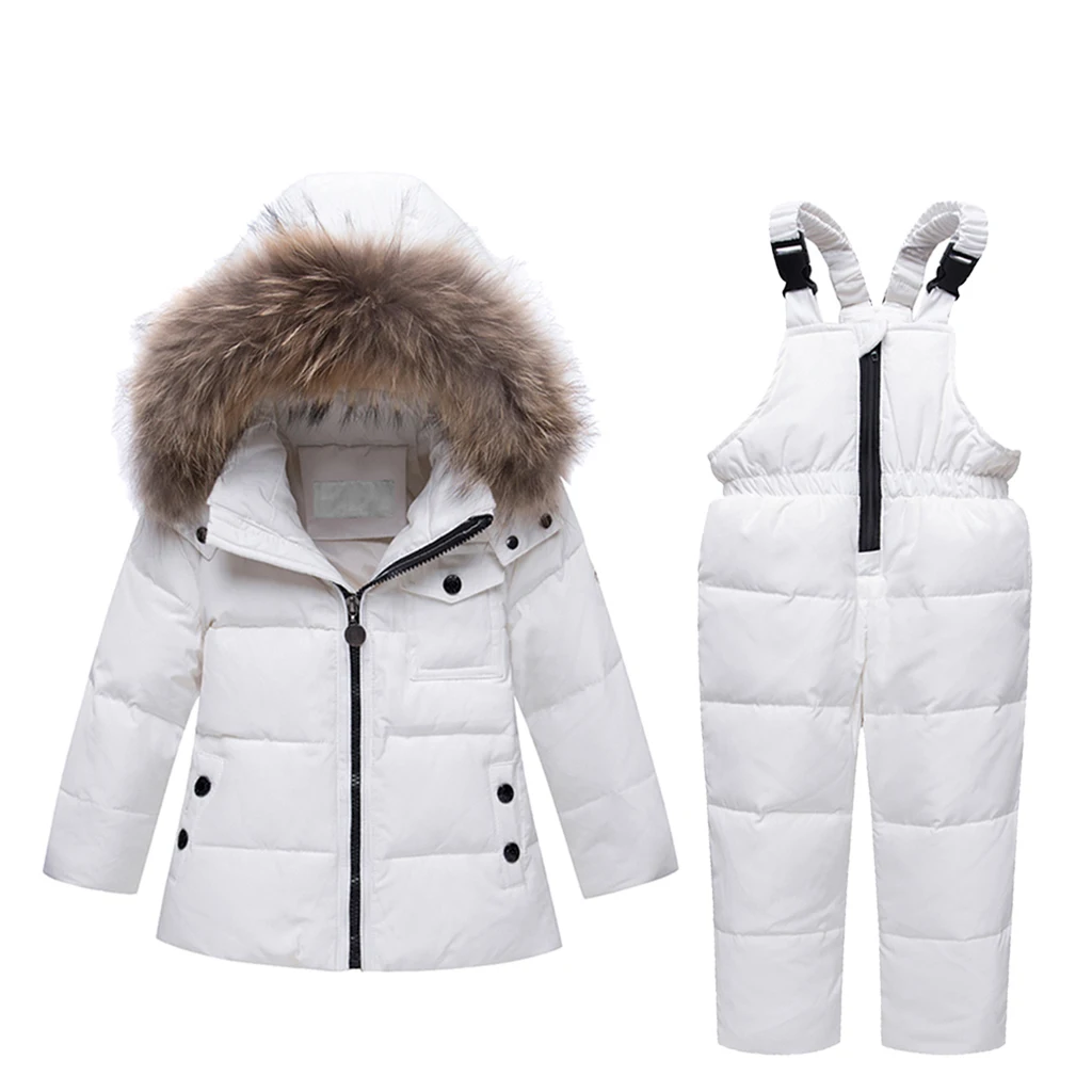 

Russian Winter Down Suit Super Warm Kids Boys Girls Duck Down Jacket + Overalls