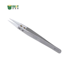 Лучший BST-72-MZ антикислотный керамический Пинцет из нержавеющей стали с тонким острым наконечником с термостойкостью 128x10 мм