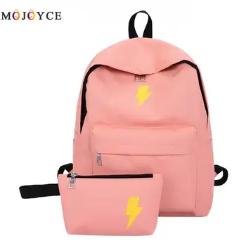 

2pcs/Set Canvas Women Backpack Preppy Korean Style Teenage Girls Students Large Capacity Schoolbag Back pack