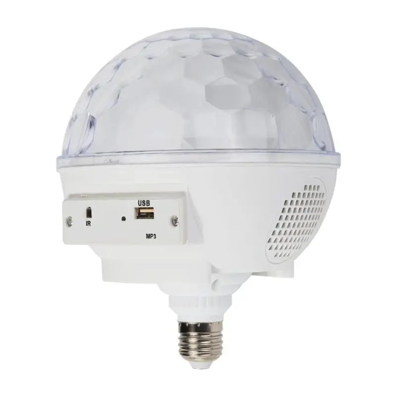 

7 Colors E27 Crystal Magic Ball LED Stage Light 85-265V 6W Bluetooth U Disk MP3 Auto Rotating DJ Party Disco Lamp without wiring