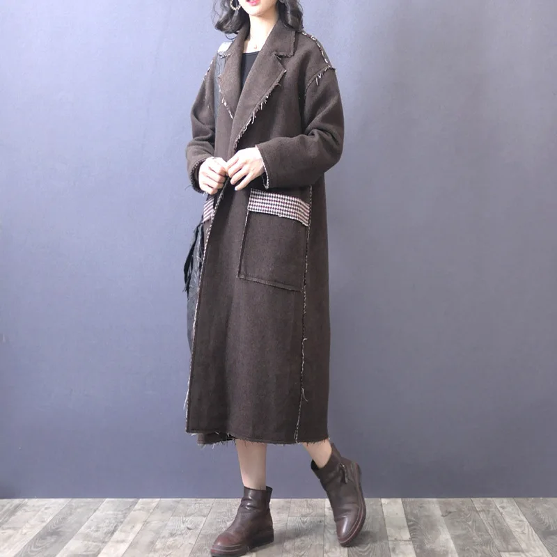 Épissage eam Lâche Printemps Solide Col Femme Le077 Bouton Manteau Unique Manches 2019 Longue Longues Green Turn Couleur Poches blue down rrZq0f