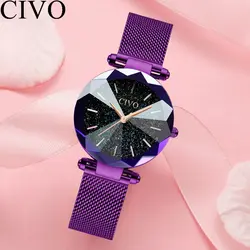 CIVO для женщин Fashioh Кристалл повседневные часы Лидирующий бренд водостойкие сталь сетчатый ремешок часы женские наручные