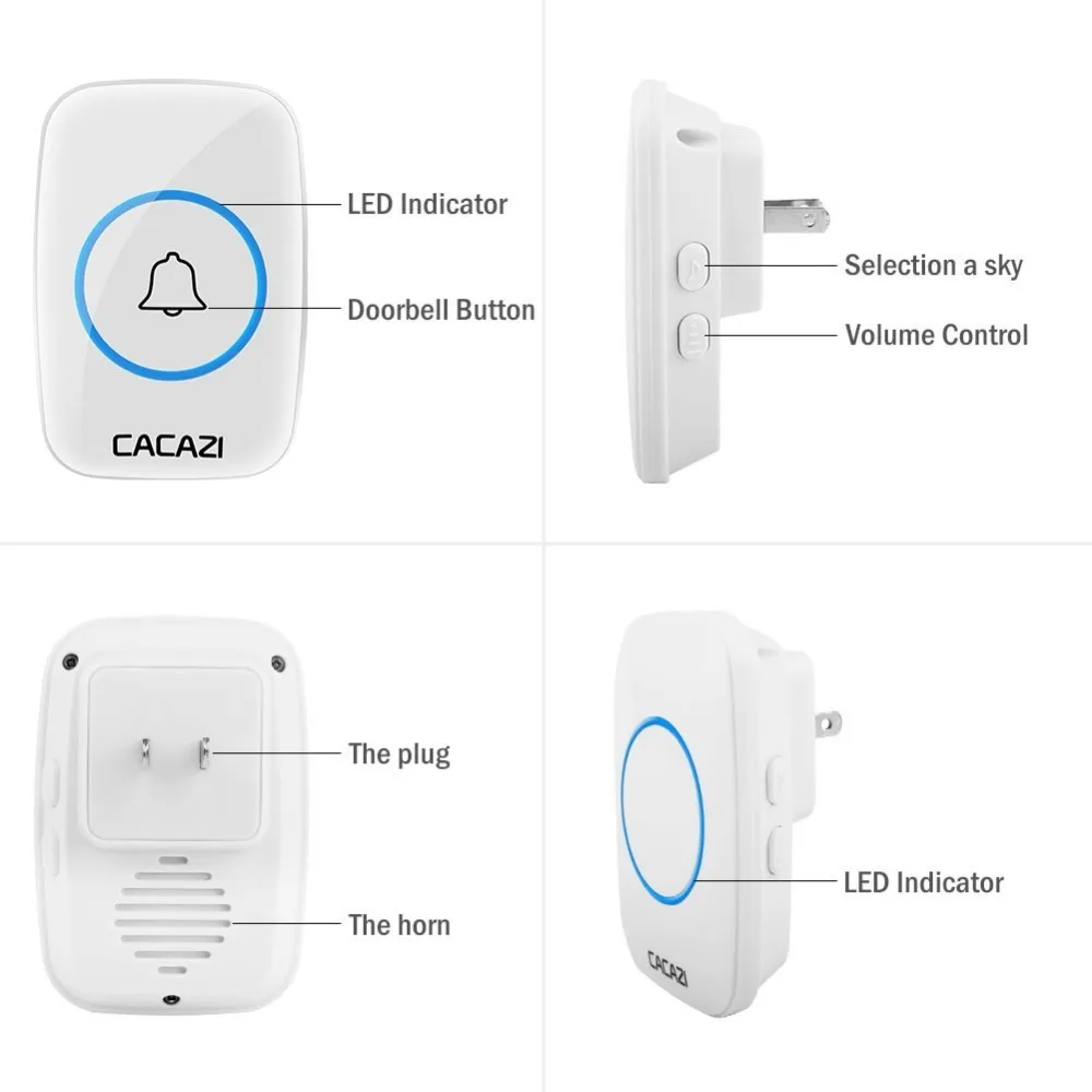 Cacazi Wireless Doorbell Waterproof 300m Range Door Bell Low Price High Quality Home 38 Chimes Door Ring Cacazi Wireless Doorbell Waterproof 300m Range Door Bell Low Price High Quality Home 38 Chimes Door Ring