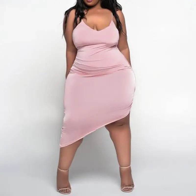 

Summer Pink Backless Sexy Dress Women Plus Size Elegant Sundress Deep V Club Wear Big Sizes 5XL Ladies Casual Bodycon Dresses