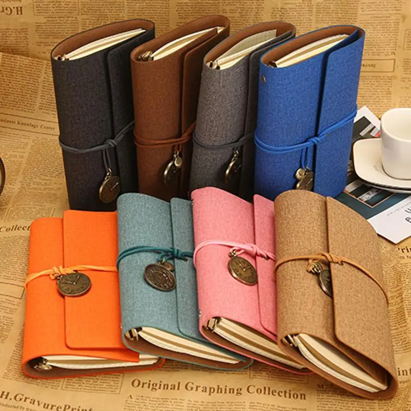 

A6 Loose-Leaf Retro Style Strap Creative Handbook Book Portable Handbook Leather Face Note Small Notebook Writing Supplies