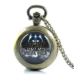 IBEINA Звездные войны тема Полный Охотник кварцевые выгравированы Fob ретро кулон карманные часы цепи подарок