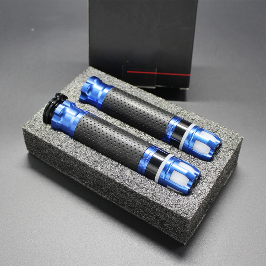 

1pair 7/8'' Motorcycle Steering Light Handle Handlebar grip Blue lamp CNC For YAMAHA R1 R6 Universal