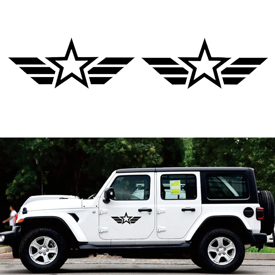 2pcs Car Styling Reflective Army Star Vinyl Sticker for Jeep Cherokee Wrangler