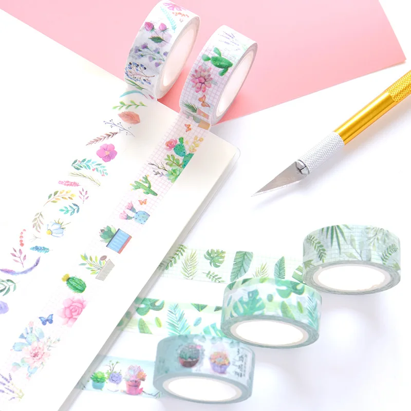 

1.5 cm Wide Green Lovely Plant Leaves Creative Cute Masking Decoration Adhesive Stikcer Washi Tape