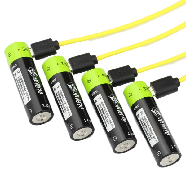 ZNTER 4 шт 1 5 V 1250mAh USB перезаряжаемая AA Li Po батарея быстрая зарядка литий полимерная