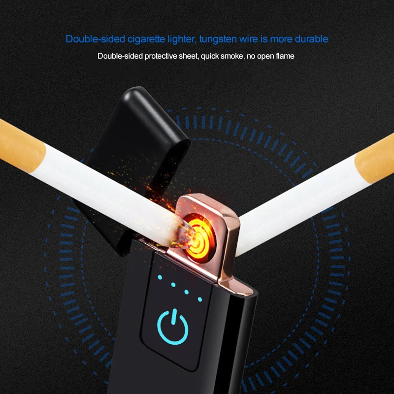 

Metal Ultra-Thin Electronic Lighter for Cigarette Fingerprint Induction USB Rechargeable Windproof Lighter for Men Women