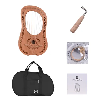 

Walter.t 10-String Wooden Lyre Harp Metal Strings Maple Wood Topboard Mahogany Backboard String Instrument with Carry Bag WH-11