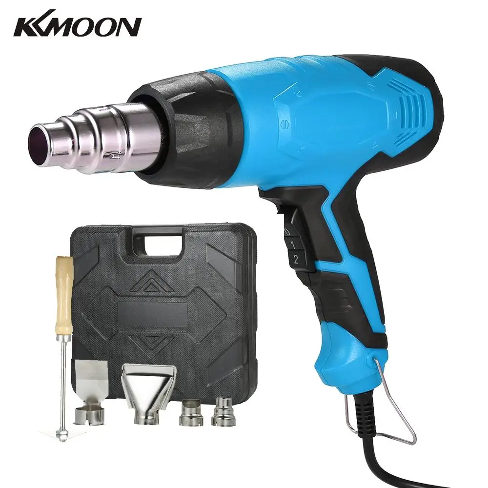 

KKMOON 2000W AC220V Electric Heat Gun Handheld Hot Air Gun Dual Temperature controlled Adjustable Tool Set with 4pcs Nozzles