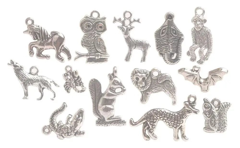 

65PCS Antiqued Silver Metal Animal Charms for Jewelry Making (13 Styles)