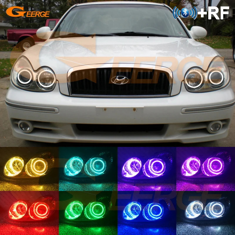 Для hyundai Sonata 2002 2003 2004 2005 фара RF Bluetooth контроллер многоцветный ультра яркий RGB комплект светодиодов «глаза ангела»