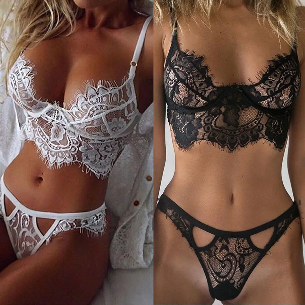 

Hirigin 2017 Sexy Women Lace Lingerie Set Women Fashion Bra Set Transparent Underwear Soft Lace Underwear Set Hot Selling
