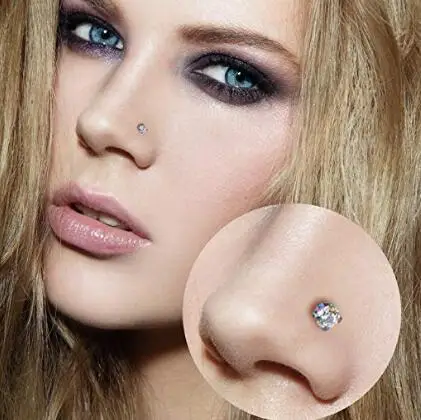 

6Pcs/Set Mixed Color Women Rose Flower L Shape Nose Studs Body Piercing Jewelry