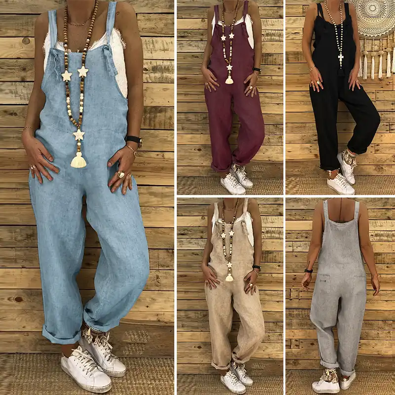 oversized linen dungarees