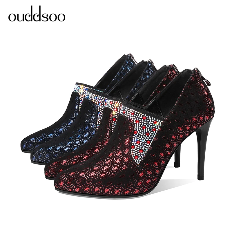 

2019 Glitter Gorgeous Pumps Female Stilettos Crystal Queen High Heel Women Crystal Bridal Wedding Shoes Diamond Femme Talon Blue