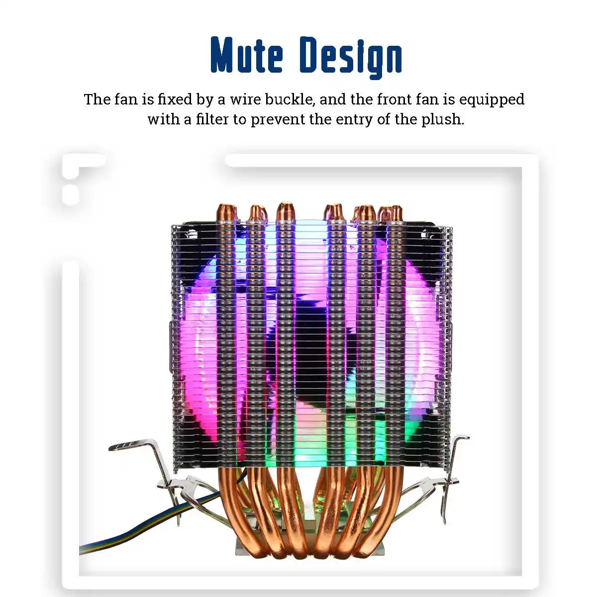 Baratos 6 de tubería de calor enfriador de CPU RGB LED ventilador 4pin ventilador de CPU disipador de calor para refrigeración tranquilo para Intel 775 1150 1151 1155 1156 1366 para AMD todo