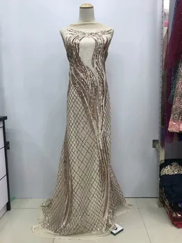 

New Arrival High Quality African Lace Fabrics/French Net Embroidery Sequins Tulle Lace Fabric For Nigerian Wedding Dress 5yrads