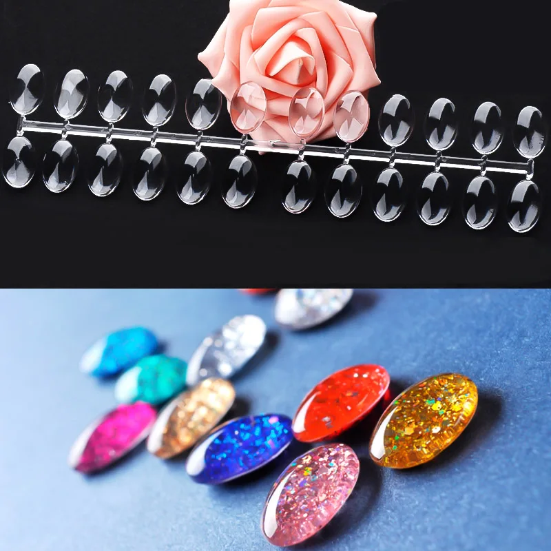 

WiRinef 24 Tips Removable Teardrop False Nail Tips Transparent Color Card Nail Art Display Rack Manicure Practice Tool