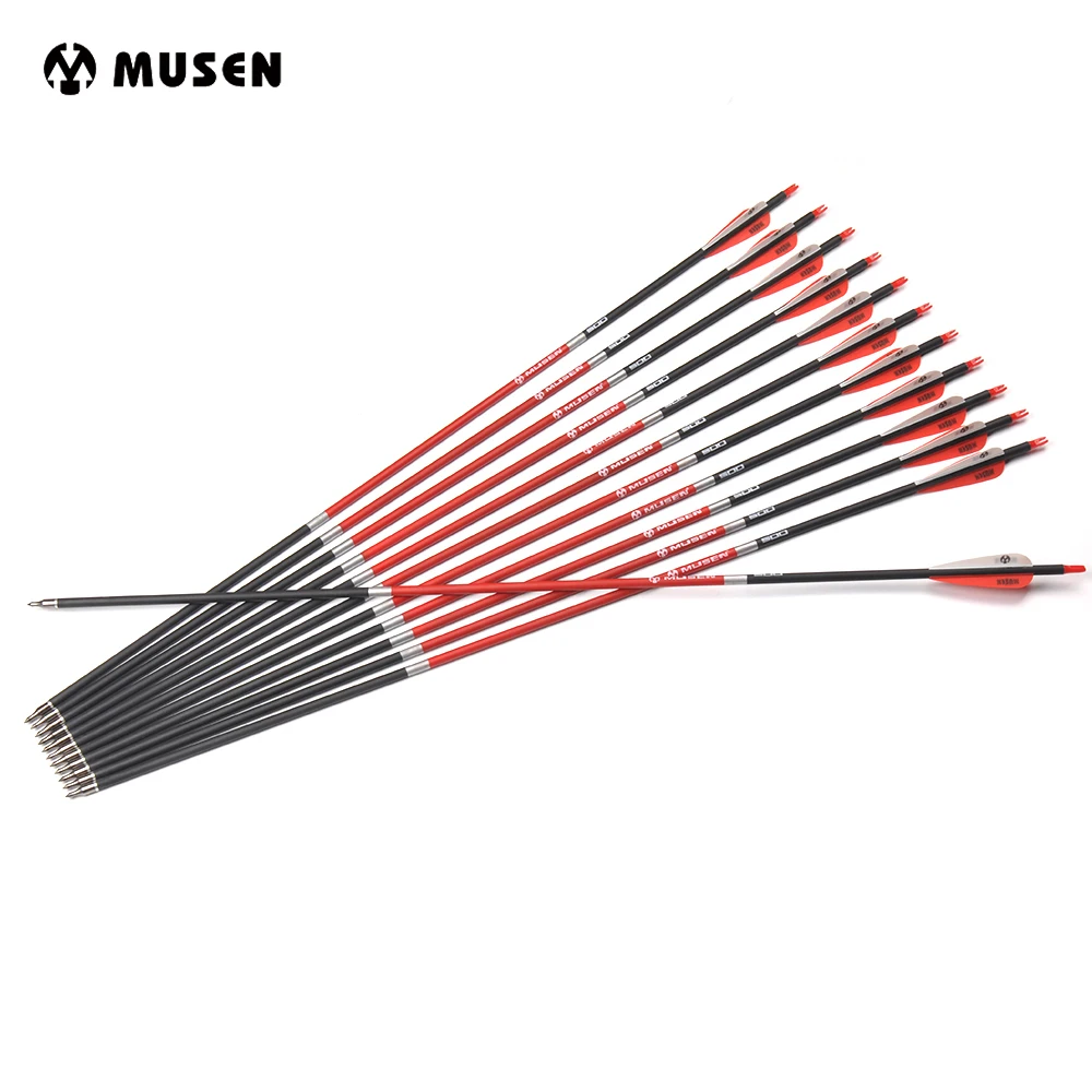 12pcs 30 Inch Carbon Arrows OD 7.8mm Spine 500 with Replaceable