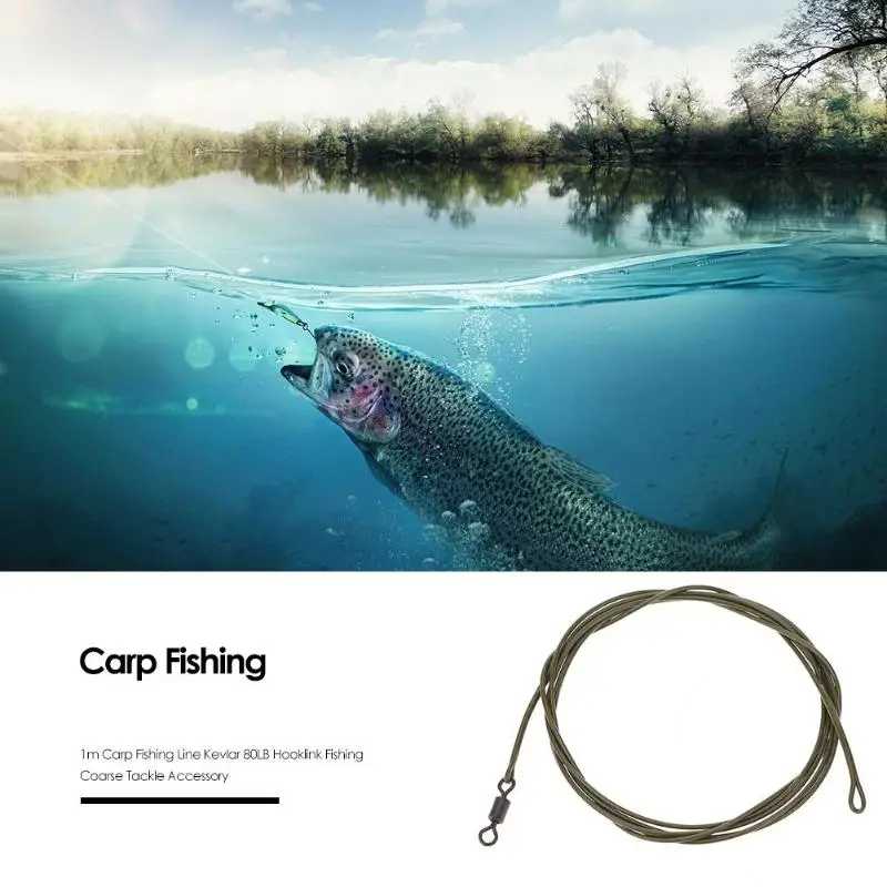 1m Carp Fishing Line Kevlar 80LB/30LB Hooklink Hair Rig Bream Tench ... - 1m Carp Fishing Line Kevlar 80LB 30LB Hooklink Hair Rig Bream Tench Coarse Fishing Tackle Accessory