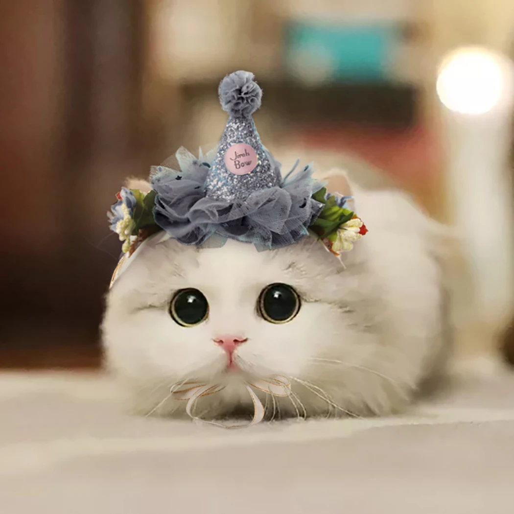 

Pet Cat Dress Up Lace Head Accessories Pet Headband Lace Flower Hat Cat Headband Cat Headdress Pet Costume For Kitten