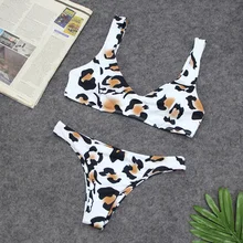 Леопардовый женский купальник с рисунком пуш-ап Мягкий купальный костюм бикини купальник треугольник купальники женский купальный костюм