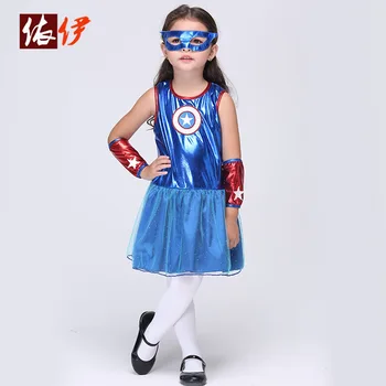 

95-135CM Brand Baby Girls Clothing Halloween Super girl wonder women costume Hero Cosplay christmas gift Kids Girls Dress