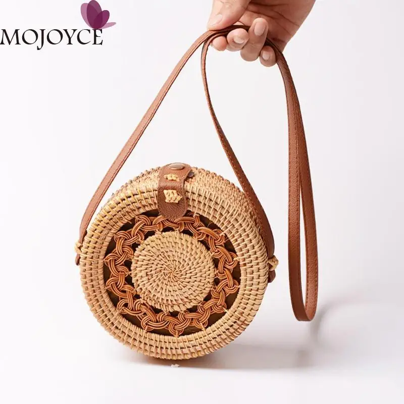 

Girls Small Round Handmade Straw Casual Messenger Bags Women Summer Rattan Woven Beach Female Crossbody Shoulder Bag